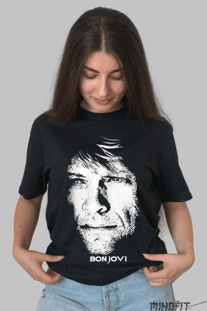 Tricou Rock Bon Jovi Jon Portrait dama negru