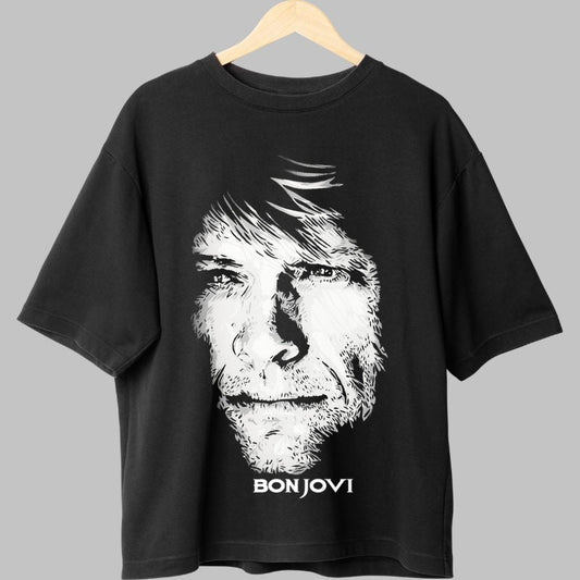 Tricou Rock Bon Jovi Jon Portrait fata negru