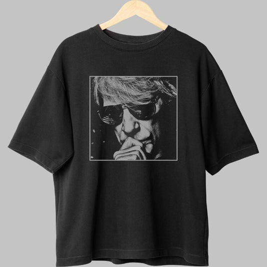Tricou Rock Bon Jovi Monochrome fata negru