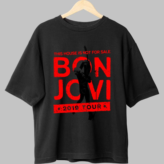 Tricou Rock Bon Jovi This House Is Not For Sale 2019 Tour fata negru