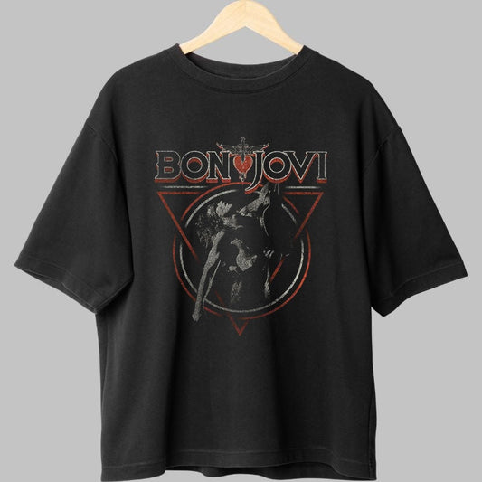Tricou Rock Bon Jovi Vintage Wild Spirit fata negru