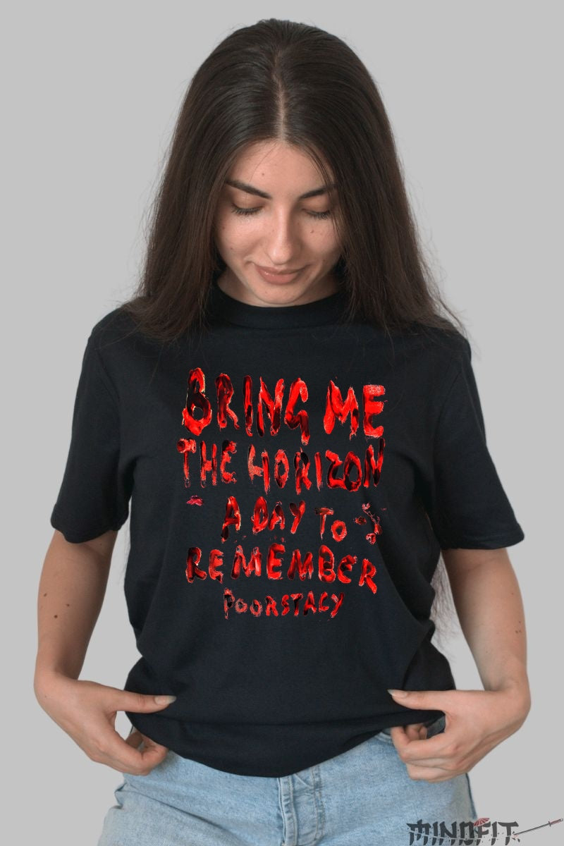 Tricou Rock Bring Me The Horizon x A Day To Remember dama negru