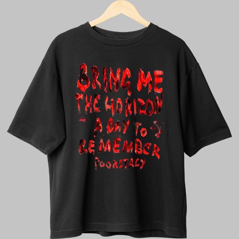Tricou Rock Bring Me The Horizon x A Day To Remember fata negru