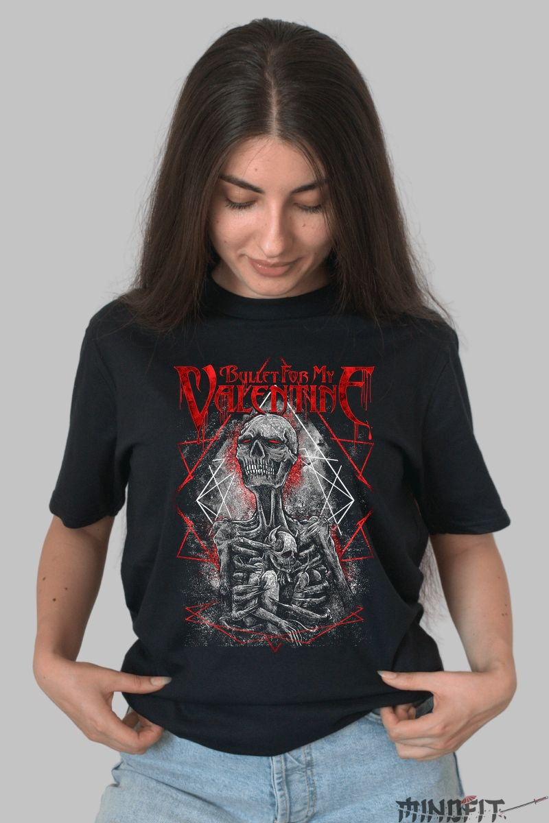 Tricou Rock Bullet For My Valentine Skeleton Geometry dama negru
