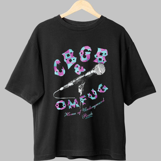 Tricou Rock CBGB Mic Check fata negru