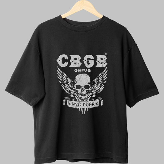 Tricou Rock – CBGB Skull Punk fata negru