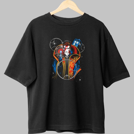 Tricou Rock Cosmic Bowie Time Traveler fata negru