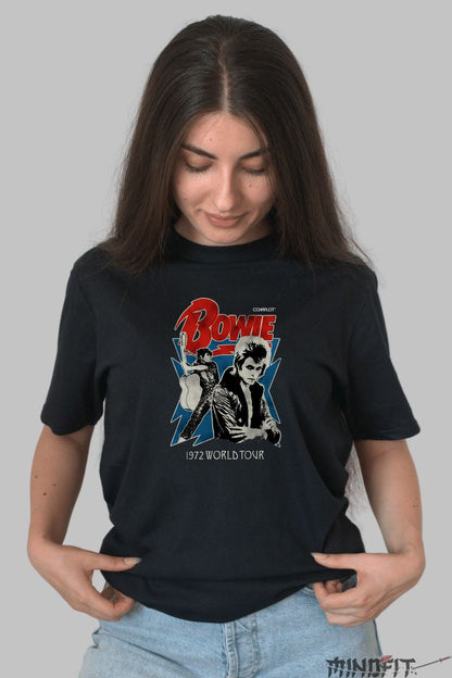 Tricou Rock David Bowie 1972 World Tour dama negru