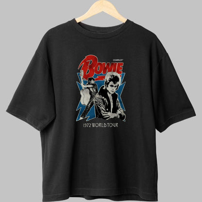 Tricou Rock David Bowie 1972 World Tour fata negru