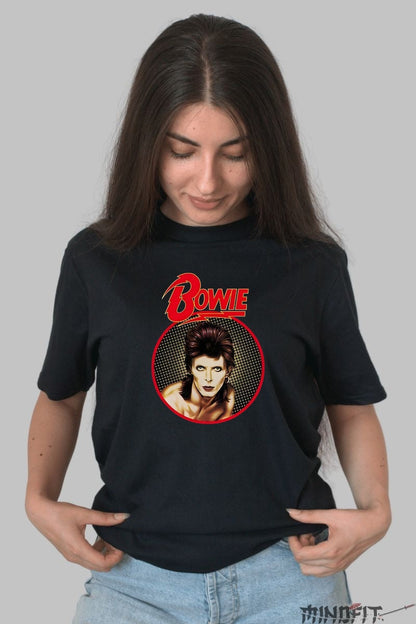 Tricou Rock David Bowie Iconic Portrait dama negru
