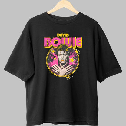 Tricou Rock David Bowie Neon Stars fata negru