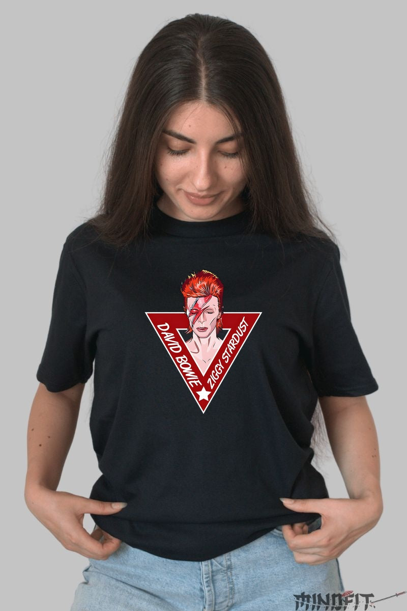 Tricou Rock David Bowie Ziggy Stardust dama negru