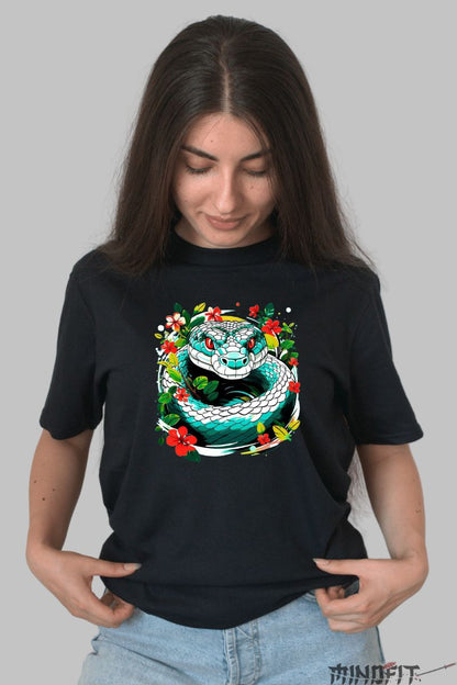 Tricou Sarpe Turcoaz dama negru fata