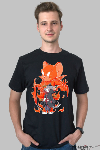 Tricou Tom si Jerry Naruto Akatsuki barbat negru fata