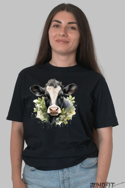 Tricou Vaca Neagra dama negru fata