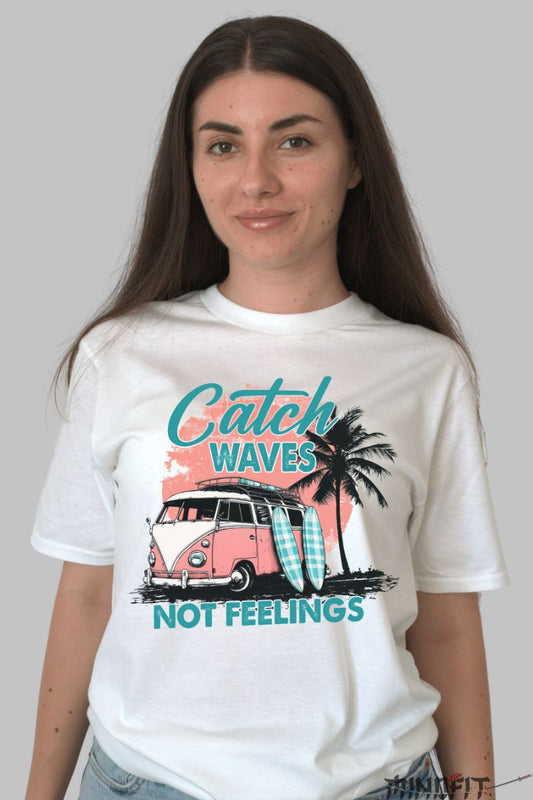 Tricou Vara Catch Waves Not Feelings dama alb fata
