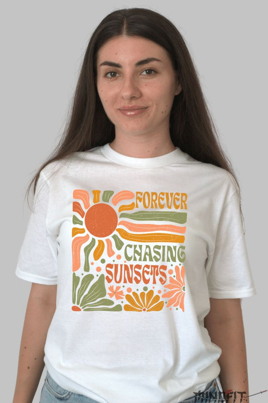 Tricou Vara Forever Chasing Sunsets dama alb fata