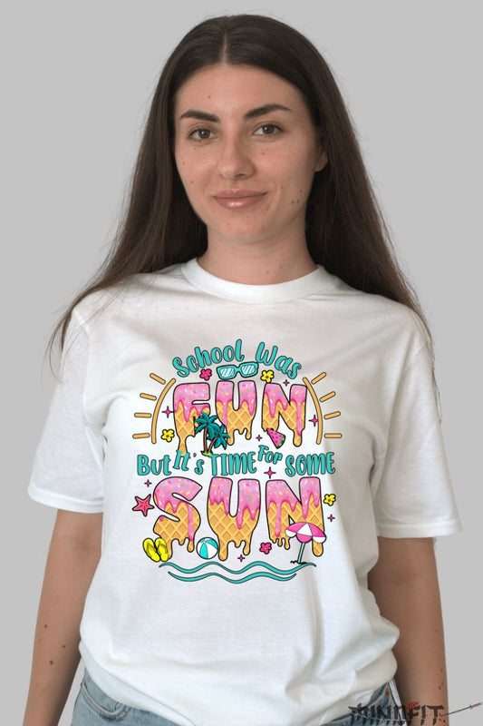 Tricou Vara School Was Fun dama alb fata