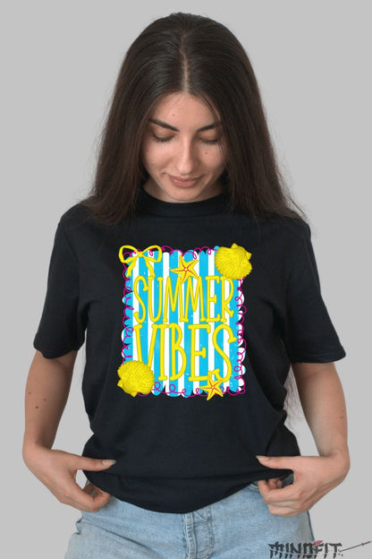Tricou Vara Vibrant Summer Vibes dama negru fata
