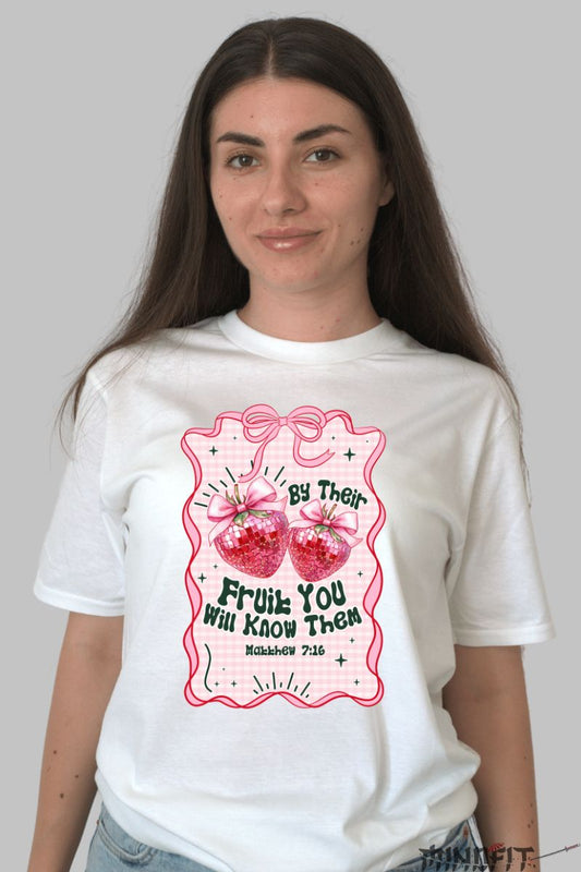 Tricou Vara cu Capsuni Disco dama alb fata