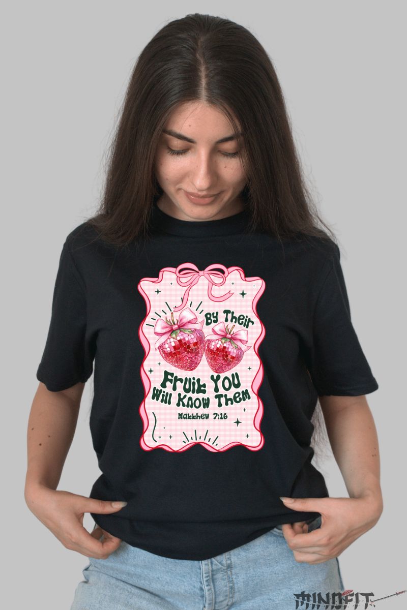 Tricou Vara cu Capsuni Disco dama negru fata