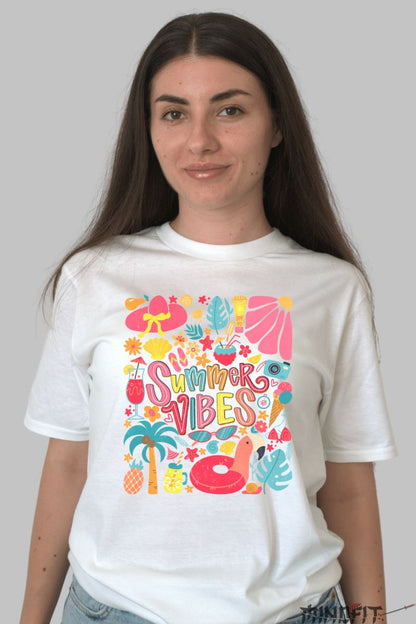 Tricou Vara cu Energie de Vacanta dama alb fata