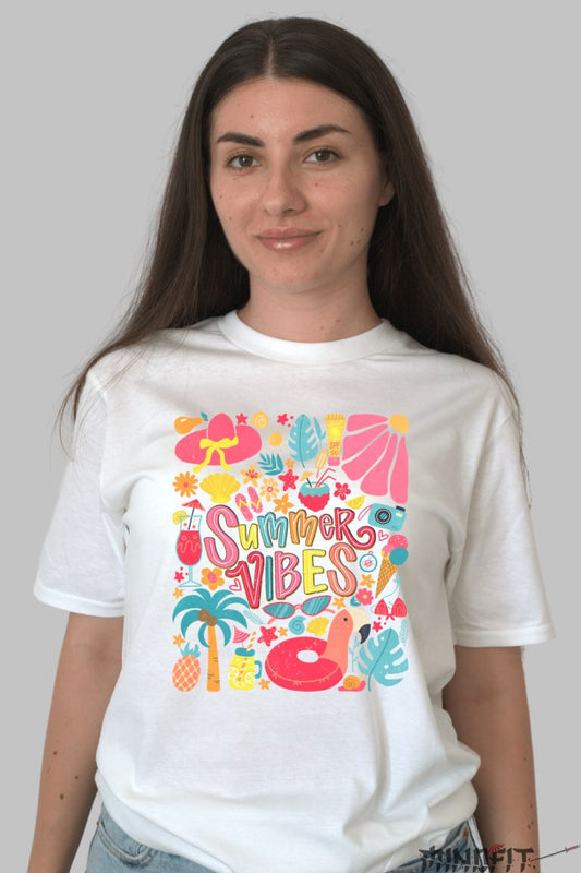 Tricou Vara cu Energie de Vacanta dama alb fata