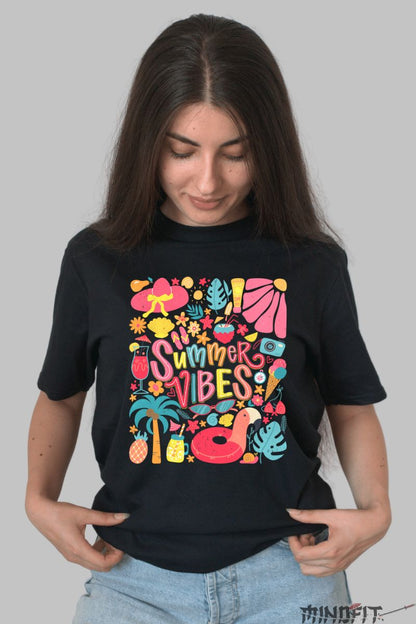 Tricou Vara cu Energie de Vacanta dama negru fata