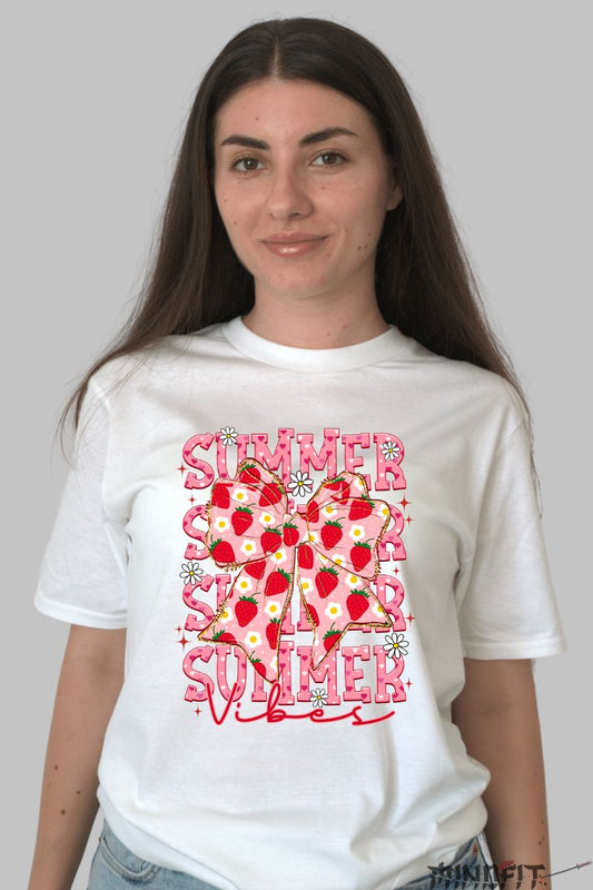 Tricou Vara cu Print Fructat dama alb fata