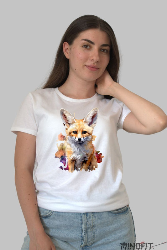 Tricou Vulpita Abstarcta dama alb fata
