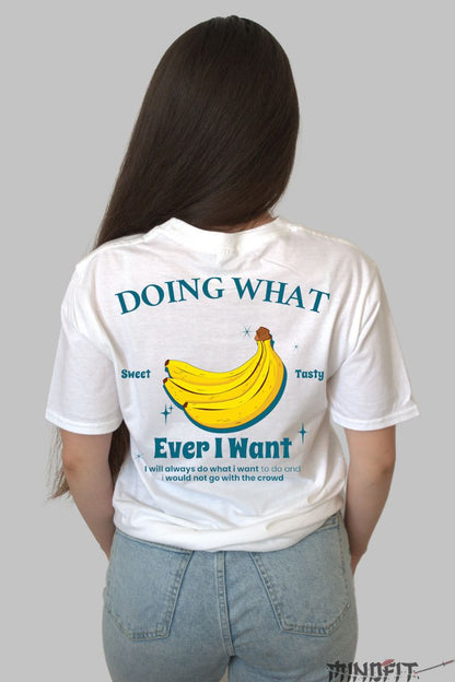 Tricou banana sweet and tasty dama alb spate