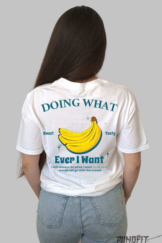 Tricou banana sweet and tasty dama alb spate