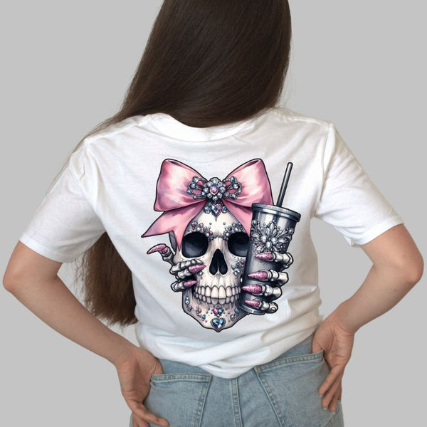 Tricou cu Aplicatii Craniu cu Cristale