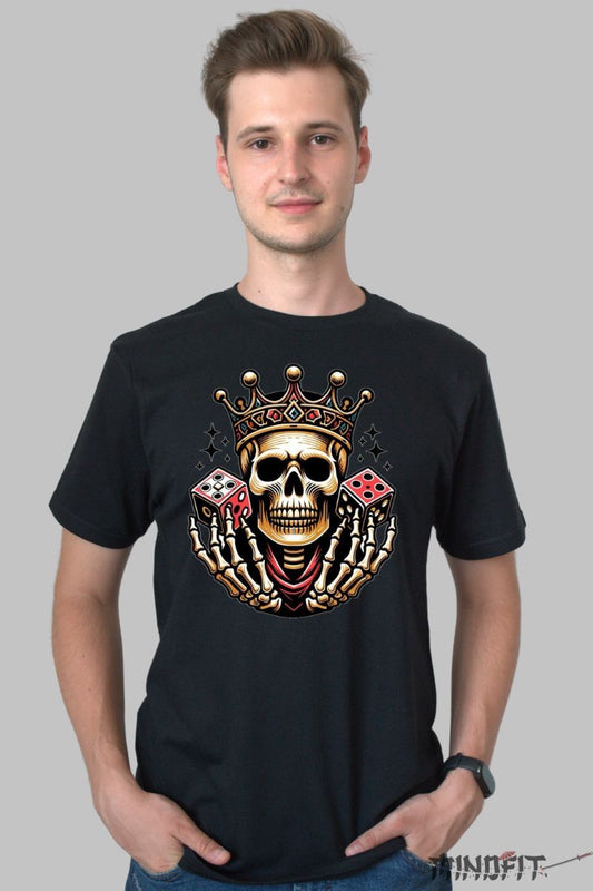 Tricou cu Aplicatii "Street King" barbat negru fata
