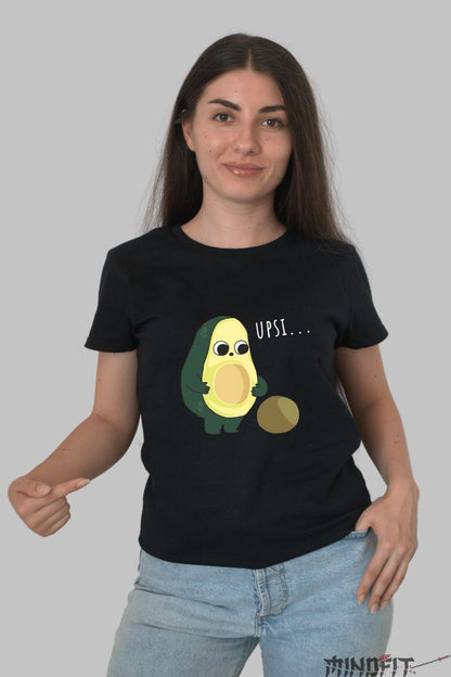 Tricou cu Avocado si mesaj amuzant dama negru fata