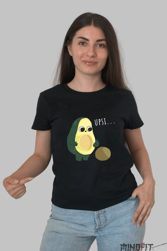 Tricou cu Avocado si mesaj amuzant dama negru fata