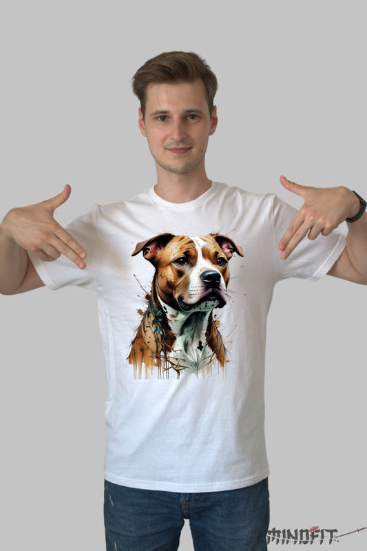 Tricou cu Caine Maro barbat alb fata