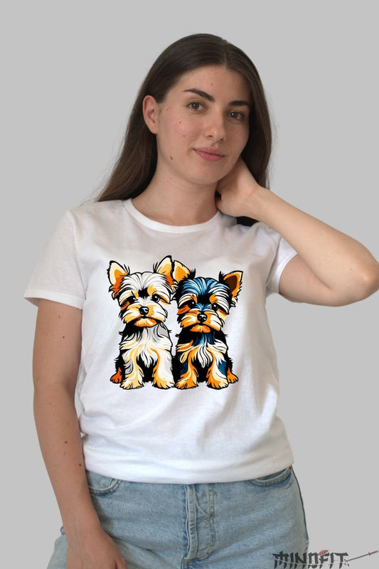 Tricou cu Catei Blanosi dama alb fata