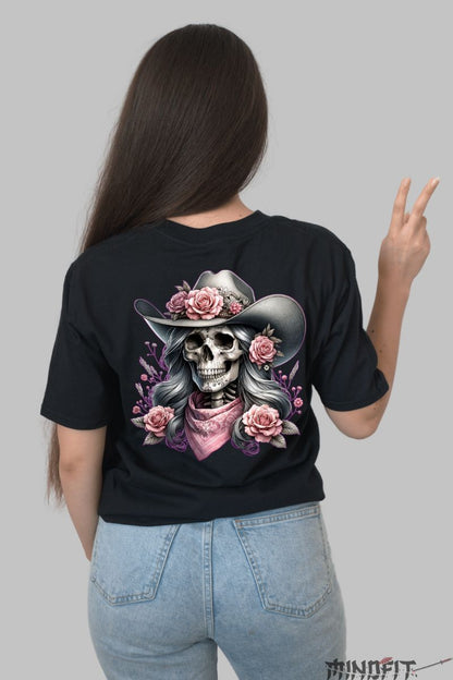 Tricou cu Cowgirl Dark dama negru spate