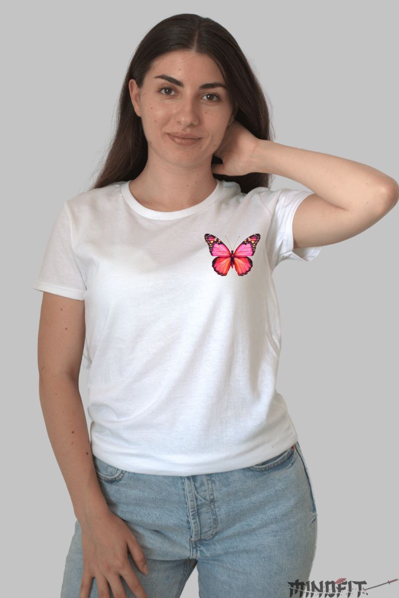 Tricou cu Craniu Colorat dama alb fata