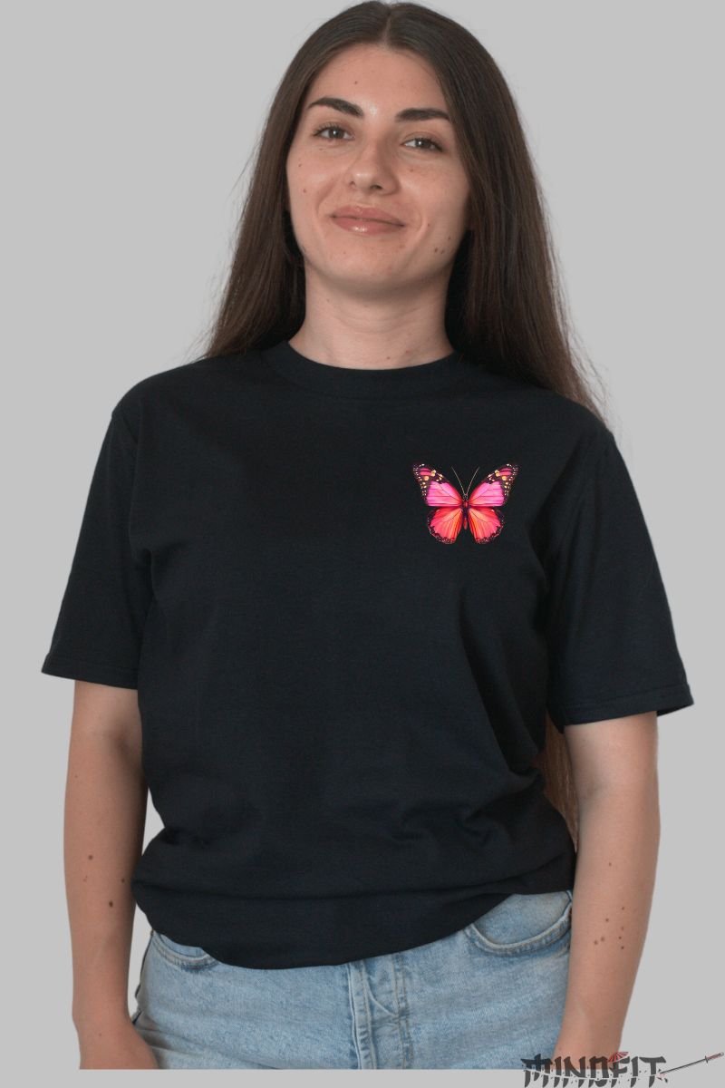 Tricou cu Craniu Colorat dama negru fata