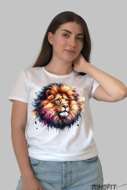 Tricou cu Leu Feeric dama alb fata