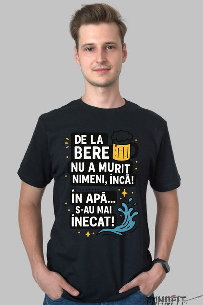 Tricou cu Mesaj Amuzant De La Bere barbat negru fata