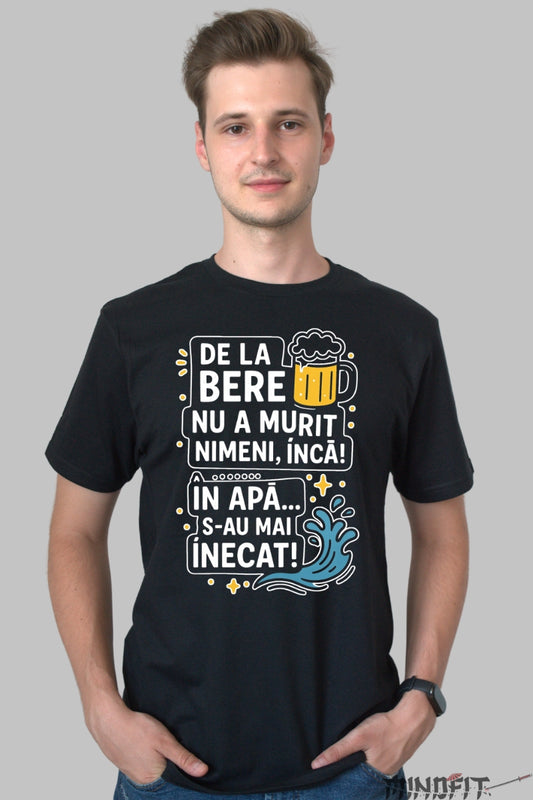 Tricou cu Mesaj Amuzant De La Bere barbat negru fata