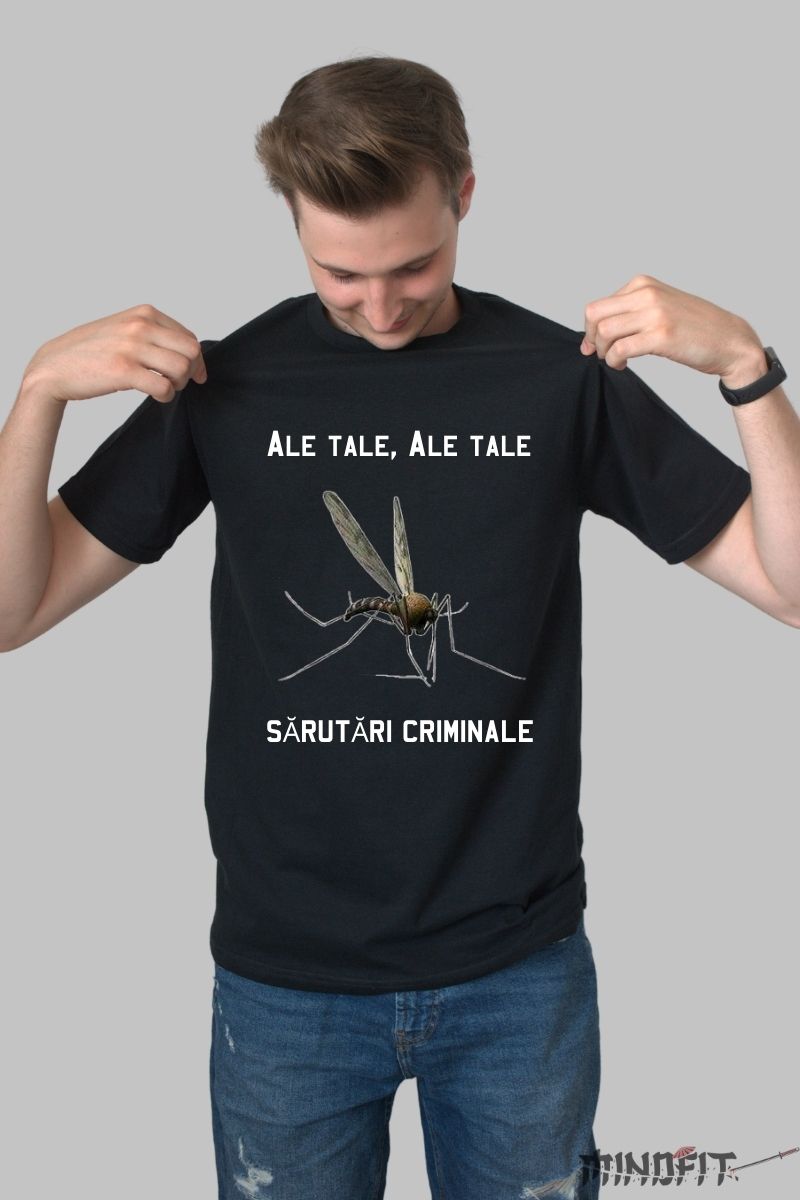 Tricou cu Mesaj "Tantarul" barbat negru fata