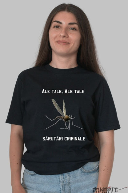 Tricou cu Mesaj "Tantarul" dama negru fata