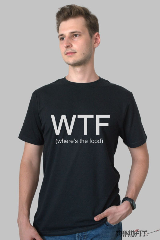 Tricou Mesaj Amuzant "WTF" barbat negru fata