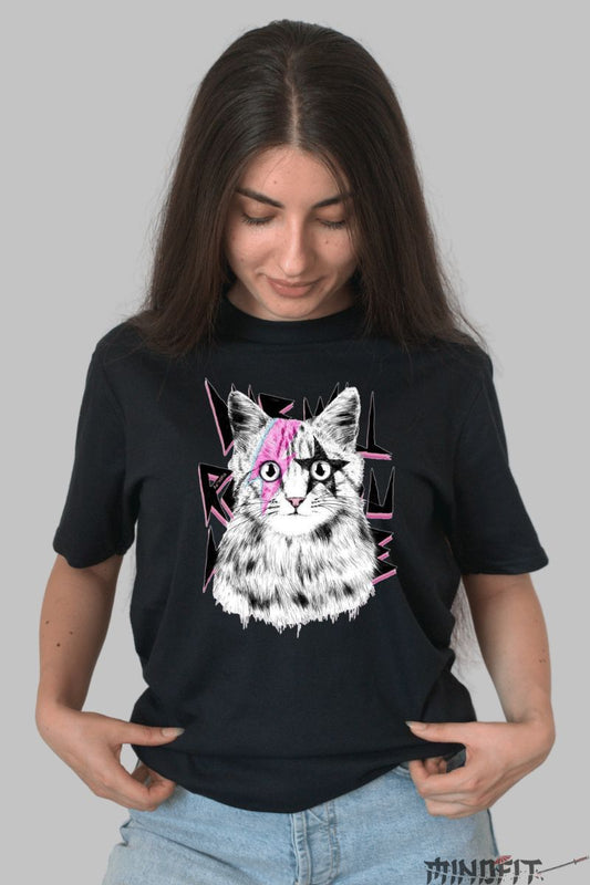 Tricou cu Pisica Starfire dama negru fata