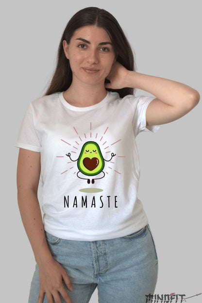 Tricou cu avocado Namaste dama alb fata
