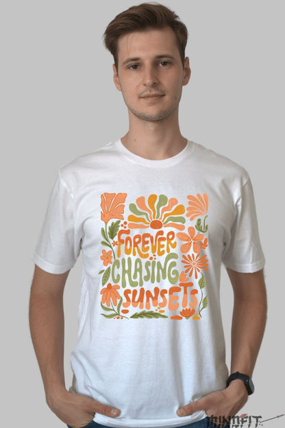 Tricou de Vara Forever Chasing Sunsets  barbat alb fata